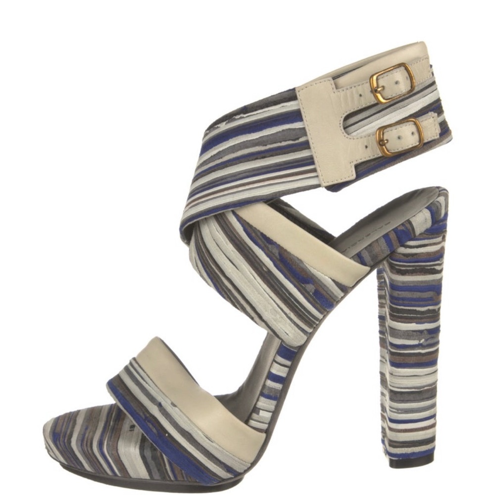 Balenciaga Suede Striped Slingback Heels